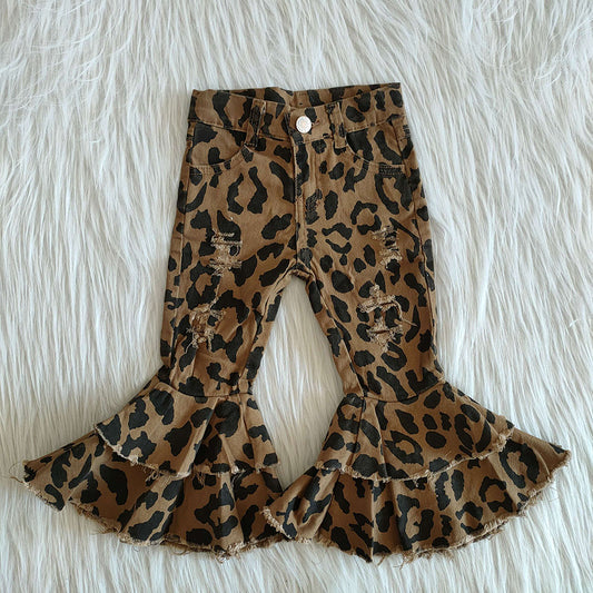 Cheetah Distressed Flare Pants